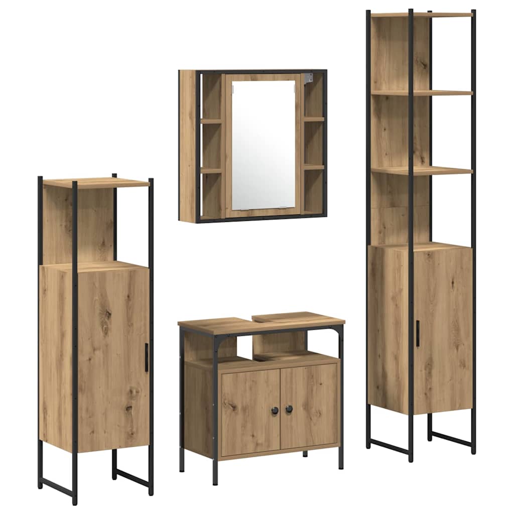 Bathroom Cabinet Set Other 4 pcs Artisan oak 33 x 33 x 185.5 cm