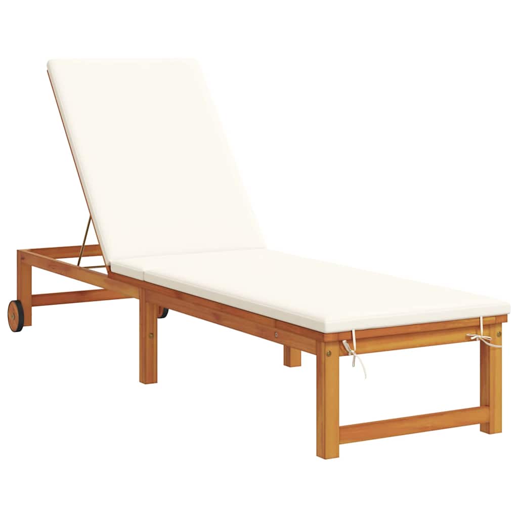 Sun Lounger Reclining Brown 53 x 202 x 89cm Solid Acacia wood
