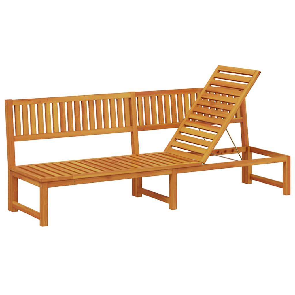 Sun Lounger Reclining Brown 200 x 57 x 75cm Solid Acacia wood