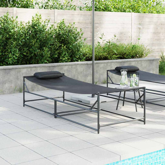 Sunbed Anthracite 200 X 74 X 73 Cm Textilene And Steel