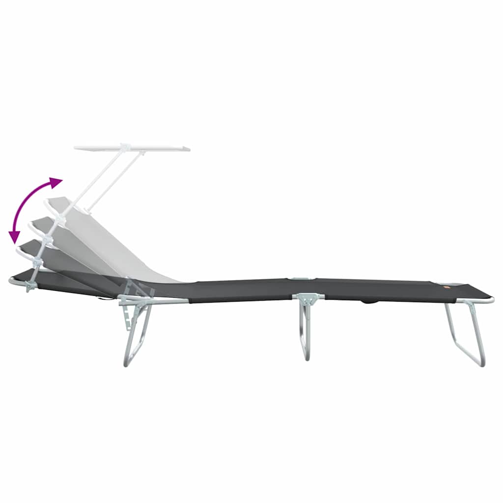 Sun Lounger Folding 2-person 2 pcs Black 58 x 188 x 77cm Fabric