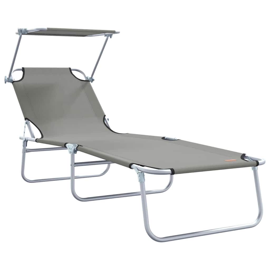 Sun Lounger Folding 2-person 2 pcs Grey 58 x 188 x 77cm Fabric