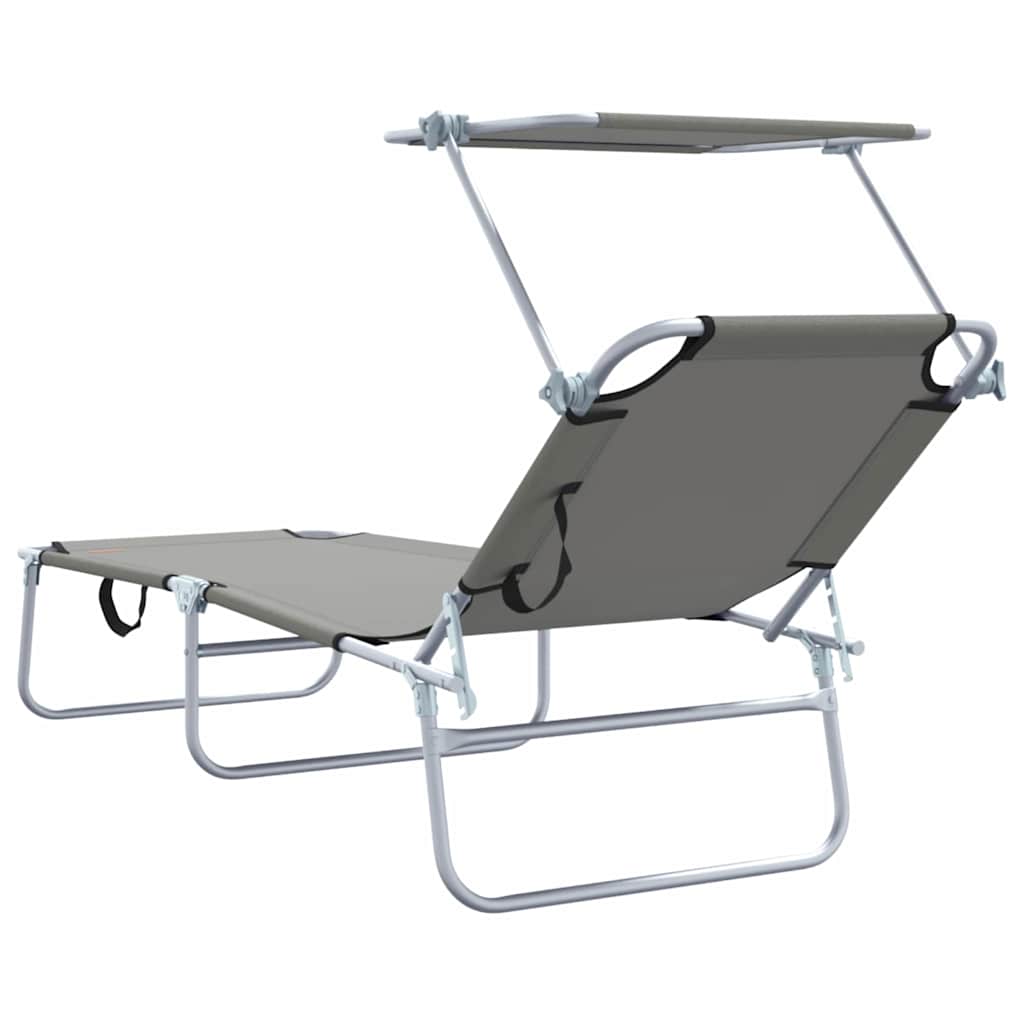 Sun Lounger Folding 2-person 2 pcs Grey 58 x 188 x 77cm Fabric