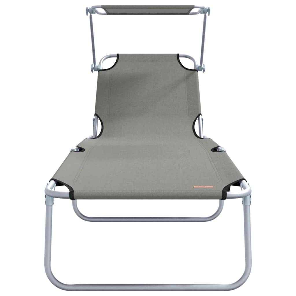 Sun Lounger Folding 2-person 2 pcs Grey 58 x 188 x 77cm Fabric