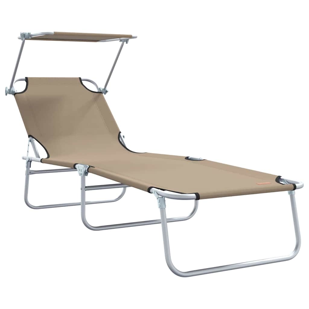 Sun Lounger Folding 2-person 2 pcs Taupe 58 x 188 x 77cm Fabric