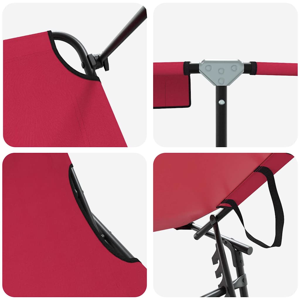 Folding Sun Lounger Folding 1-person Red 56 x 190 x 81cm Fabric
