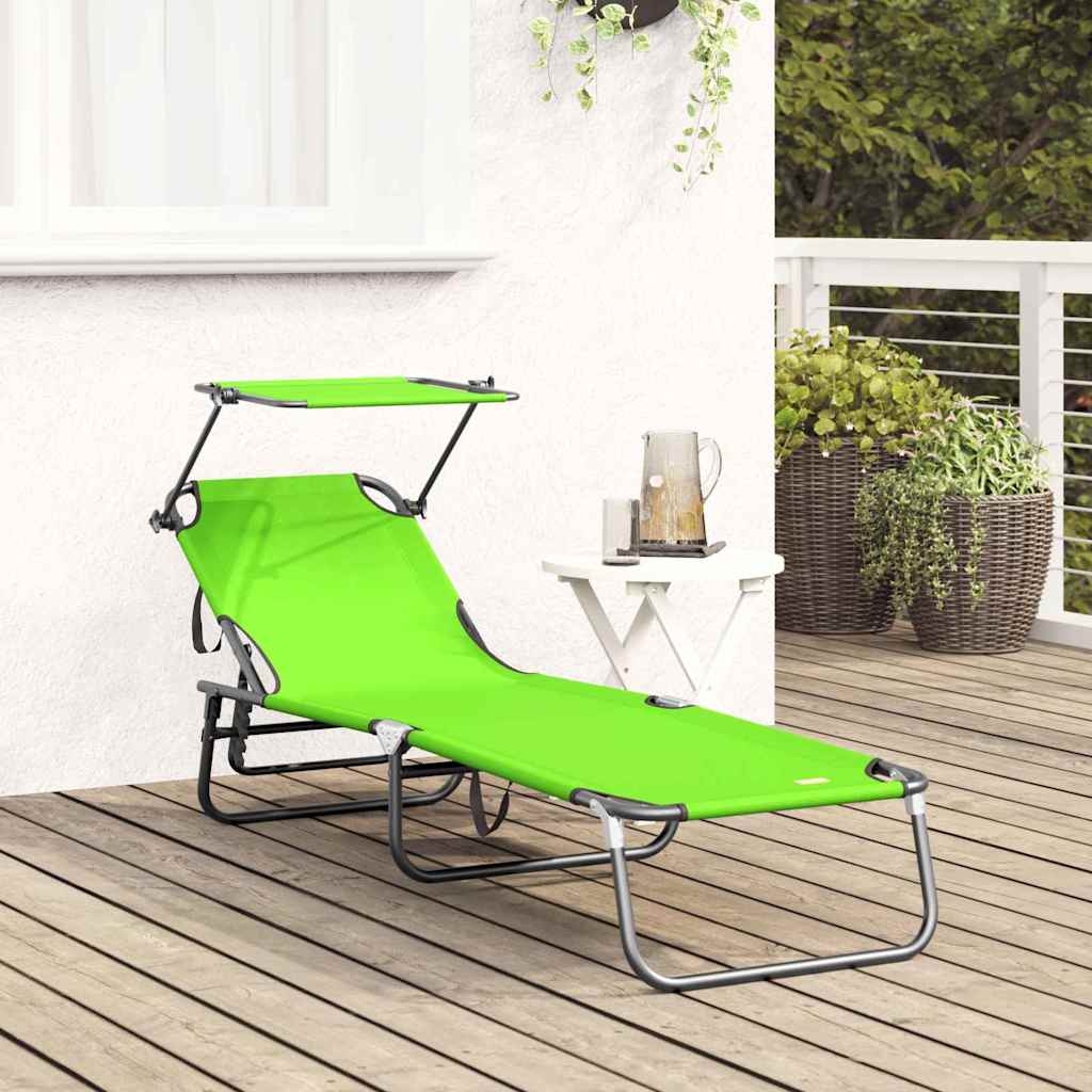 Folding Sun Lounger Folding Green 56 x 190 x 81cm Fabric