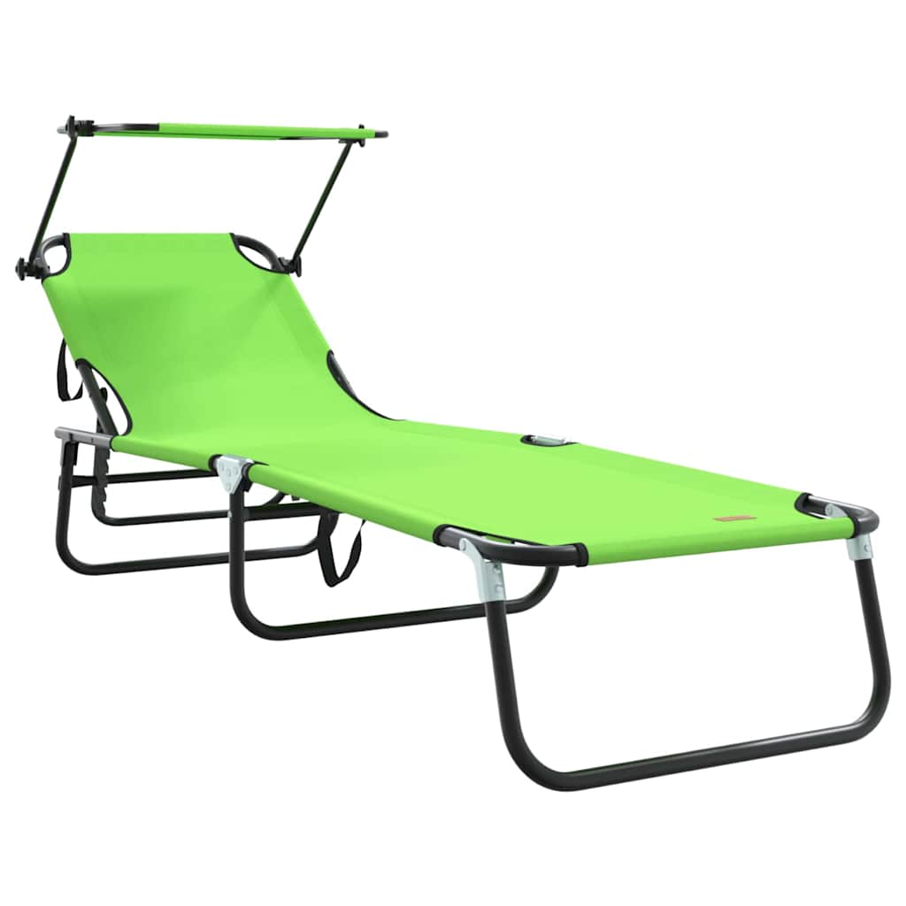 Folding Sun Lounger Folding Green 56 x 190 x 81cm Fabric