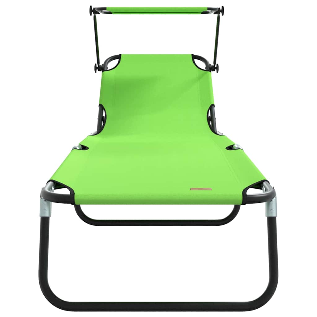 Folding Sun Lounger Folding Green 56 x 190 x 81cm Fabric