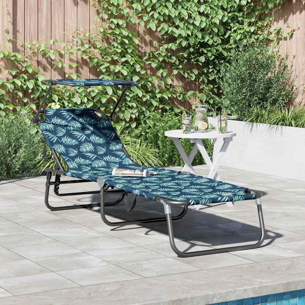 Folding Sun Lounger Folding Green 56 x 190 x 81cm Fabric
