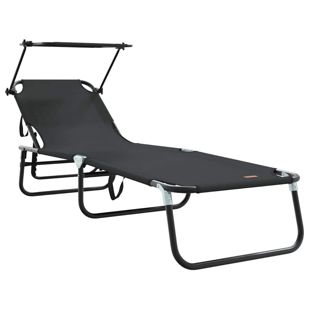 Folding Sun Lounger Folding 2 pcs Black 56 x 190 x 81cm Fabric