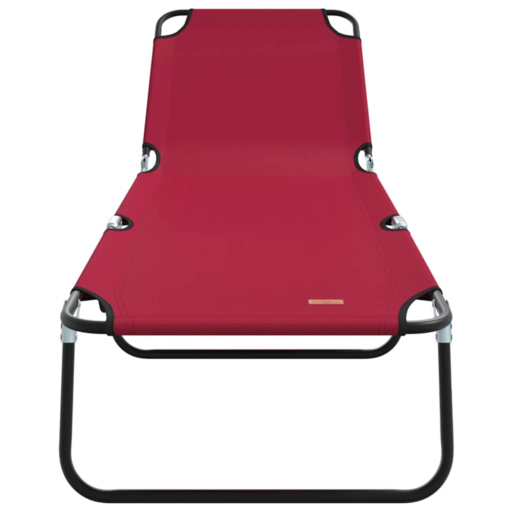 Folding Sun Lounger Folding 1-person Red 56 x 189 x 87cm Fabric