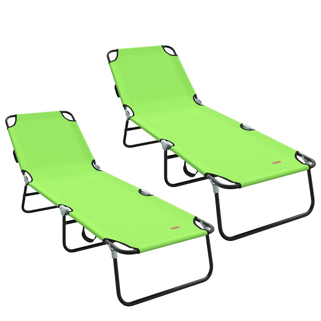 Folding Sun Lounger Folding 2 pcs Green 56 x 189 x 87cm Fabric