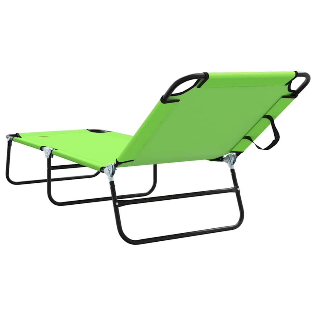 Folding Sun Lounger Folding 2 pcs Green 56 x 189 x 87cm Fabric