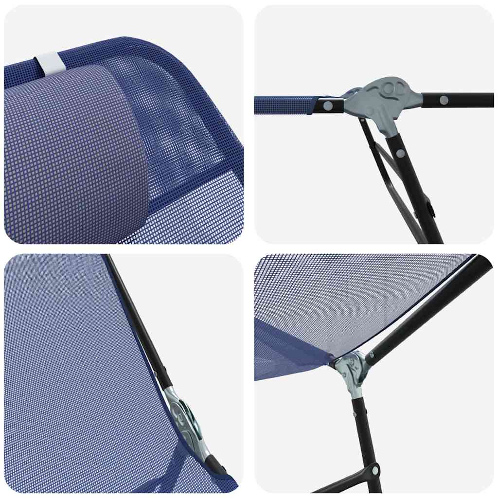 Folding Sun Lounger Folding Navy 182 x 55 x 85.5cm Textilene