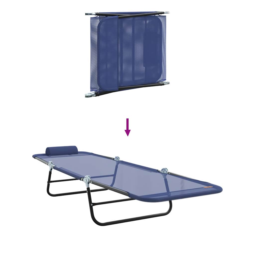 Folding Sun Lounger Folding Navy 182 x 55 x 85.5cm Textilene