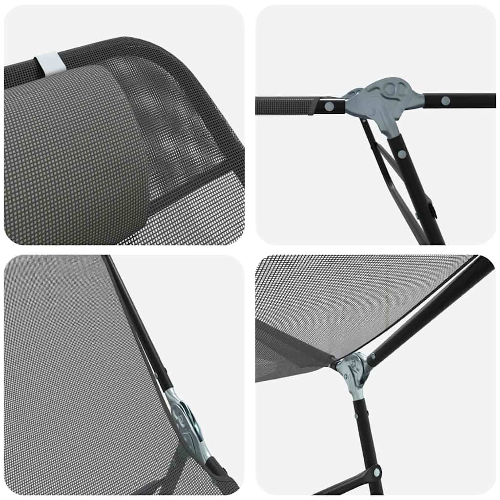 Folding Sun Lounger Folding Grey 182 x 55 x 85.5cm Textilene