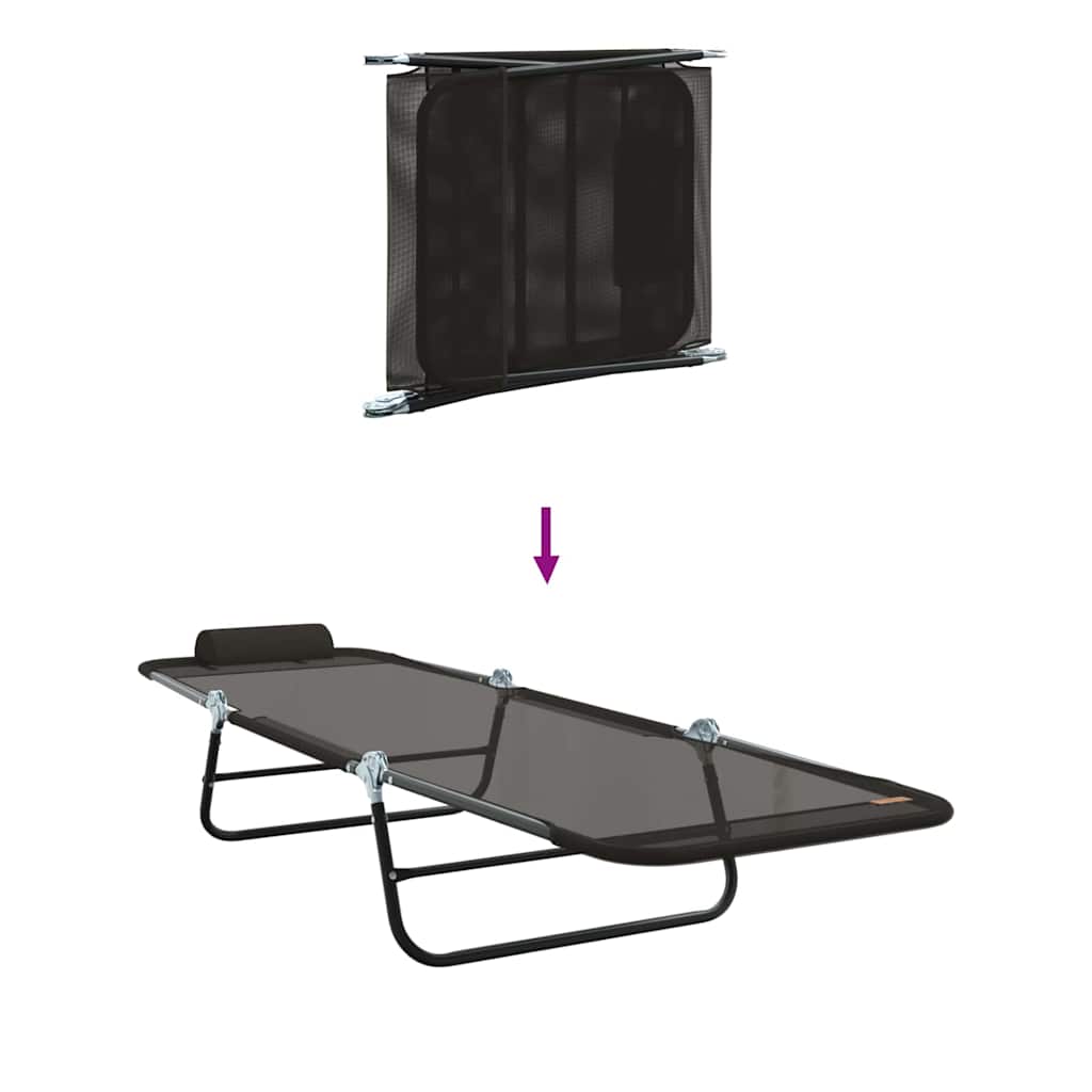 Folding Sun Lounger 2 pcs Black 182 x 55 x 85.5cm Textilene