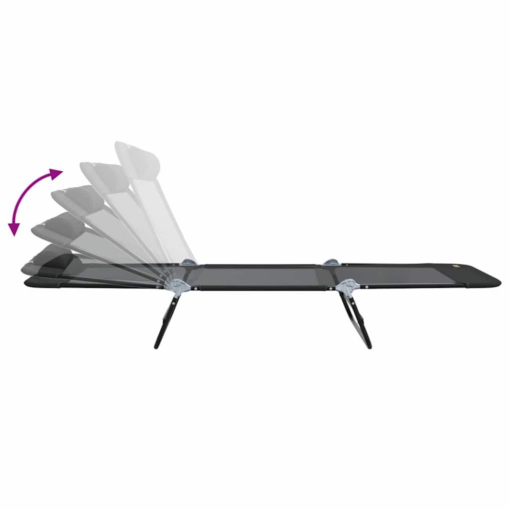 Folding Sun Lounger 2 pcs Black 182 x 55 x 85.5cm Textilene