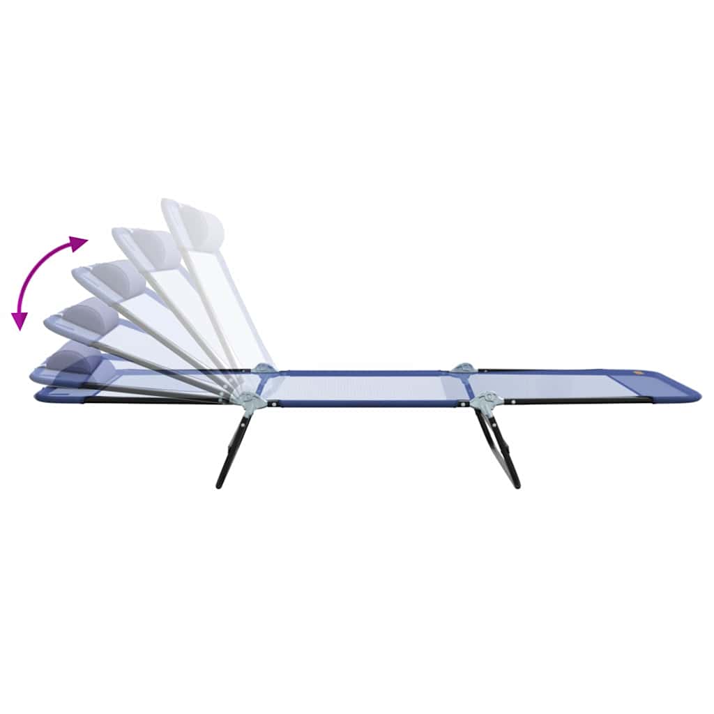 Folding Sun Lounger 2 pcs Navy 182 x 55 x 85.5cm Textilene