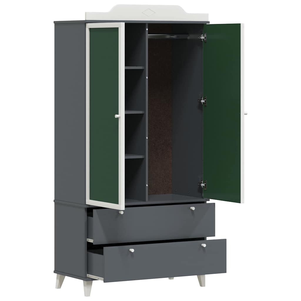 Chalkboard Wardrobe with Drawer Grey and white Engineered wood