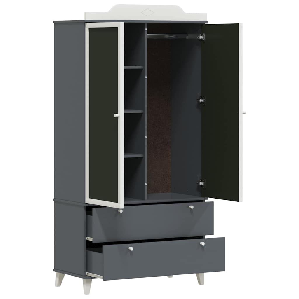 Chalkboard Wardrobe with Drawer Grey and white Engineered wood