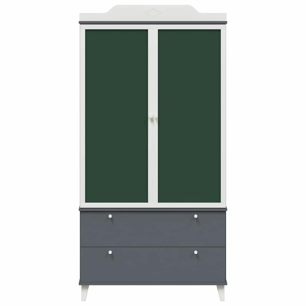 Chalkboard Wardrobe with Drawer Grey and white Engineered wood