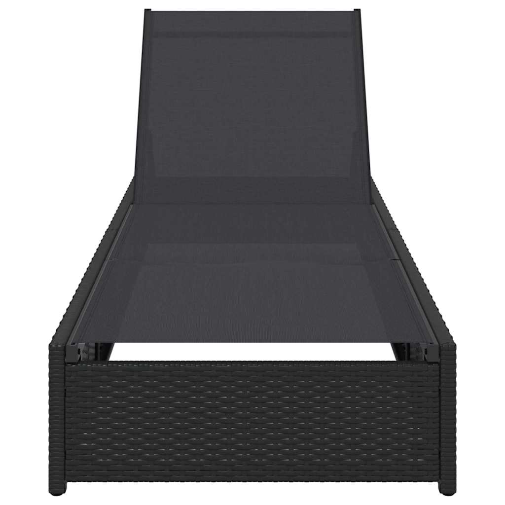 Sun Lounger Reclining Black 60 x 200 x 27cm Poly Rattan