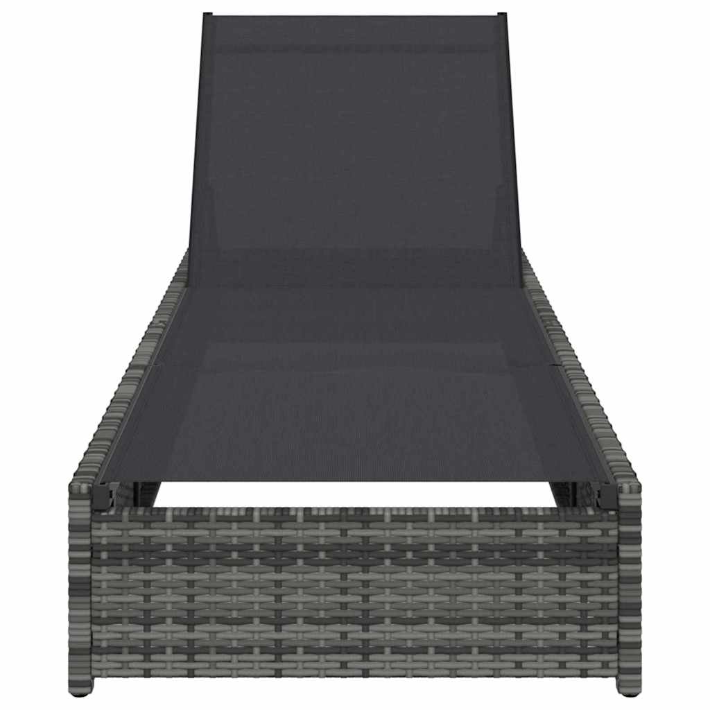 Sun Lounger Reclining 1-person Grey 60 x 200 x 27cm Poly Rattan