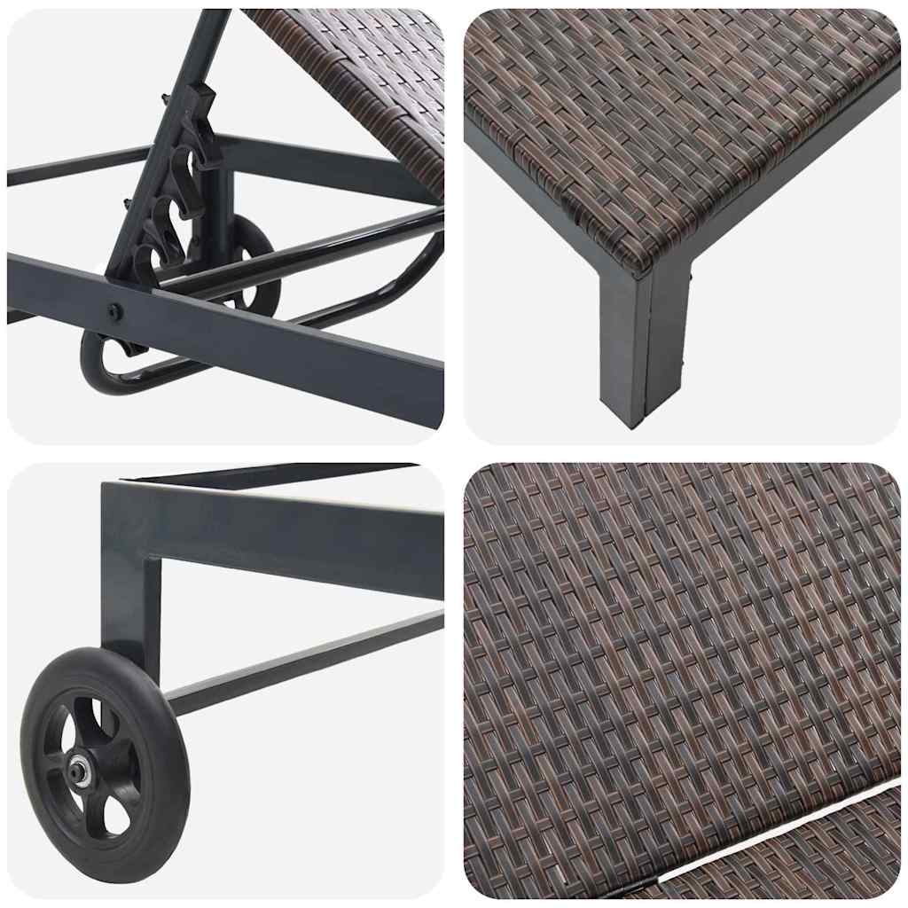 Sunbed 1-person Brown 60 x 200 x 27cm Poly Rattan