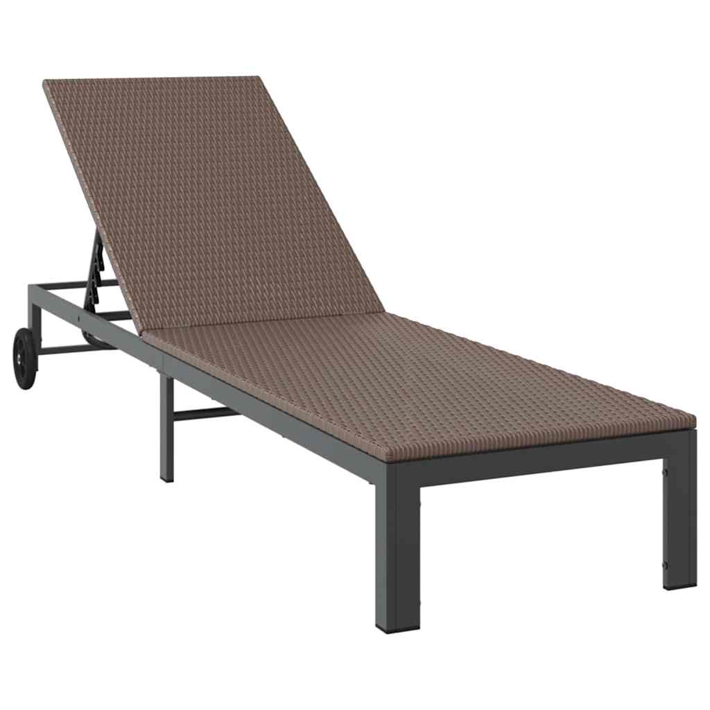 Sunbed with Cushion 3 pcs Brown 40 x 39 x 40.5cm Poly Rattan