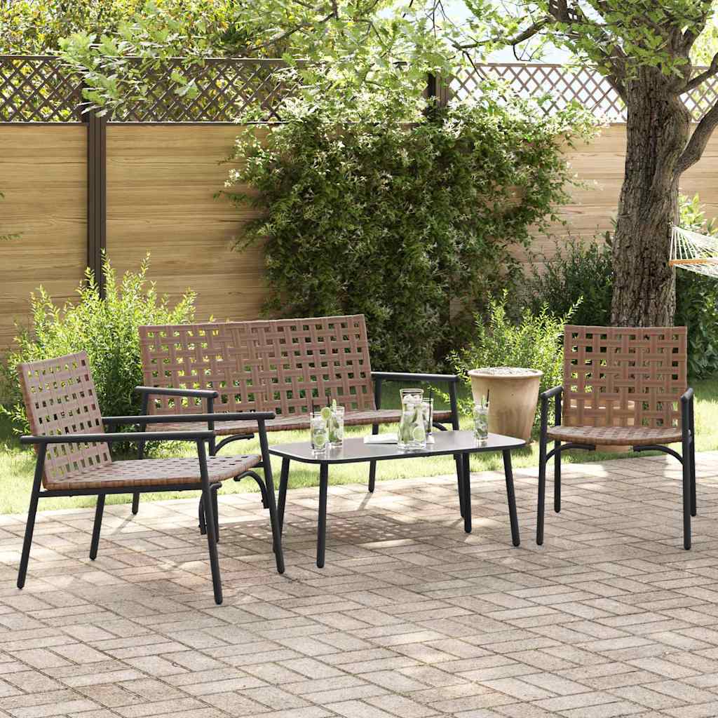 Garden Dining Set 4 pcs Brown Poly Rattan