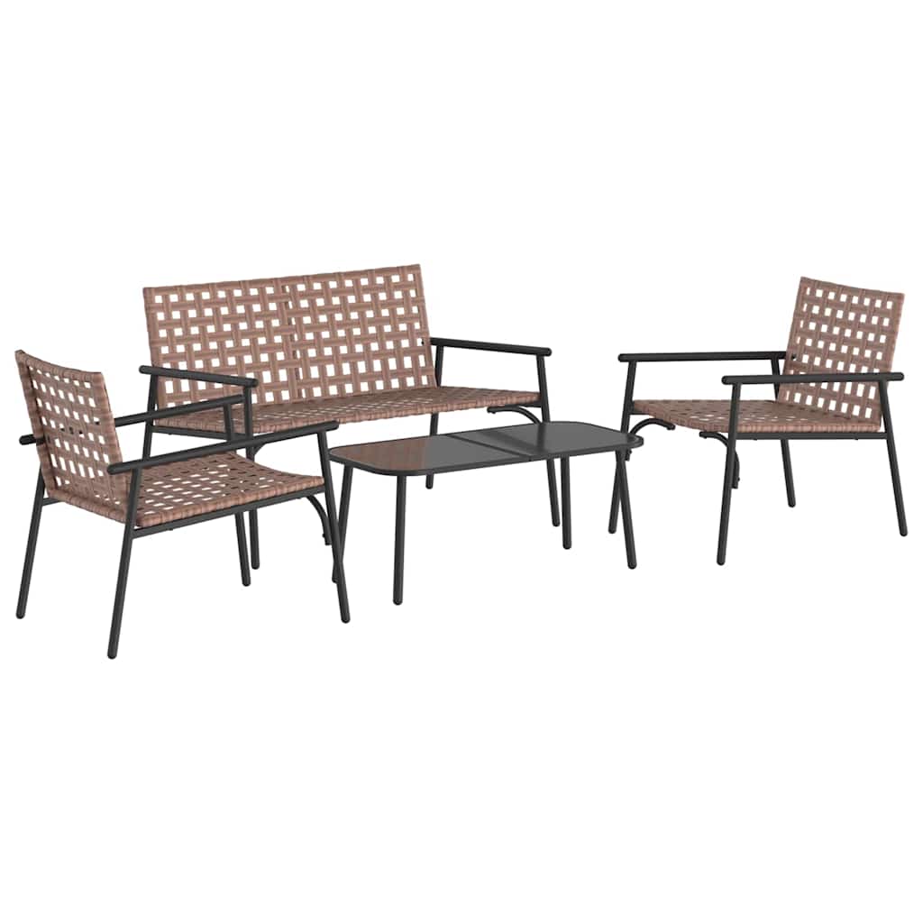 Garden Dining Set 4 pcs Brown Poly Rattan