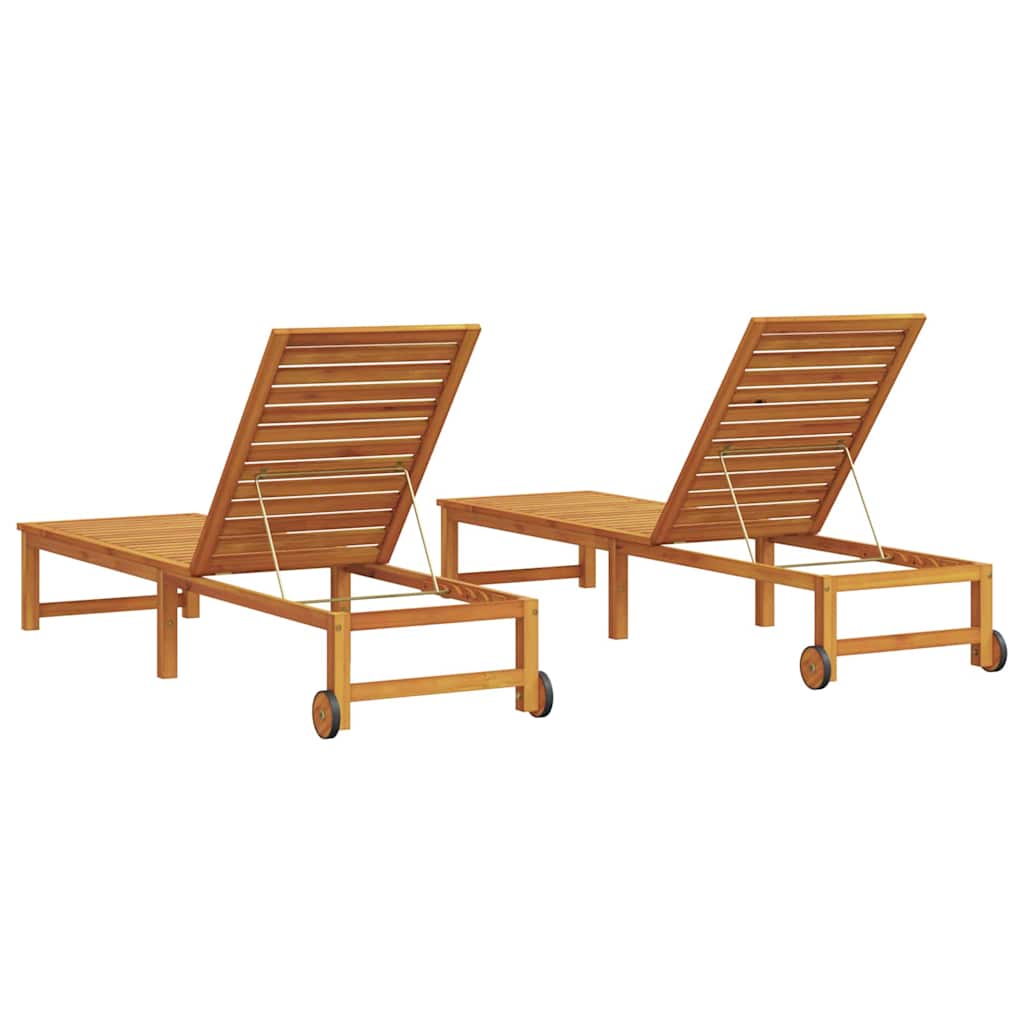 Sun Lounger 2 pcs Brown 53 x 202 x 89cm Solid Acacia wood