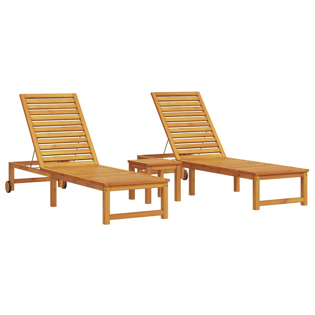 Sun Lounger 3 pcs Brown 35 x 35 x 34cm Solid Acacia wood
