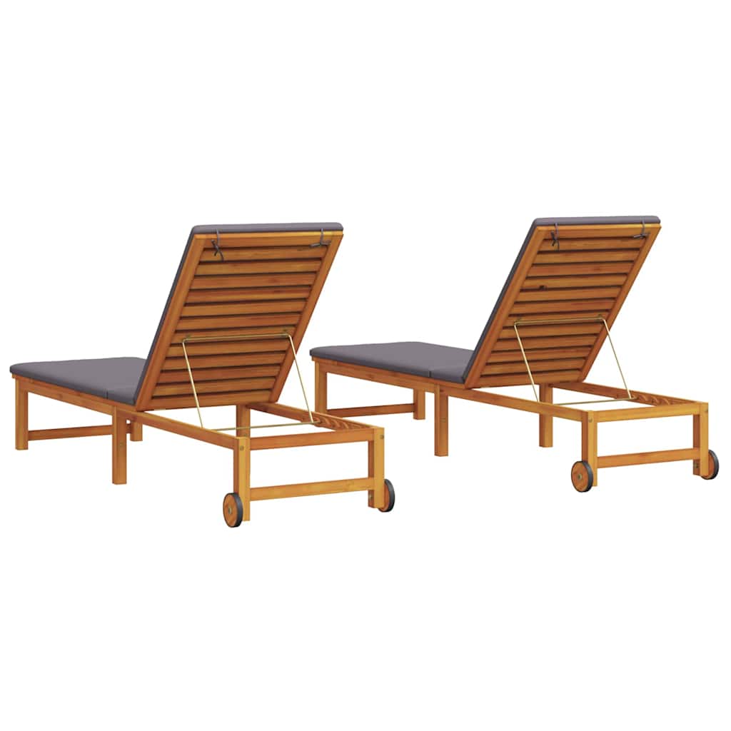 Sun Lounger 2 pcs Brown 53 x 202 x 89cm Solid Acacia wood