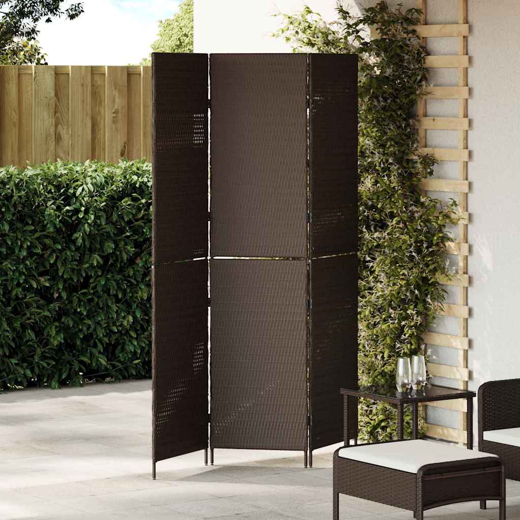 Room Divider Folding Manual Brown 146 x 180 cm Poly Rattan