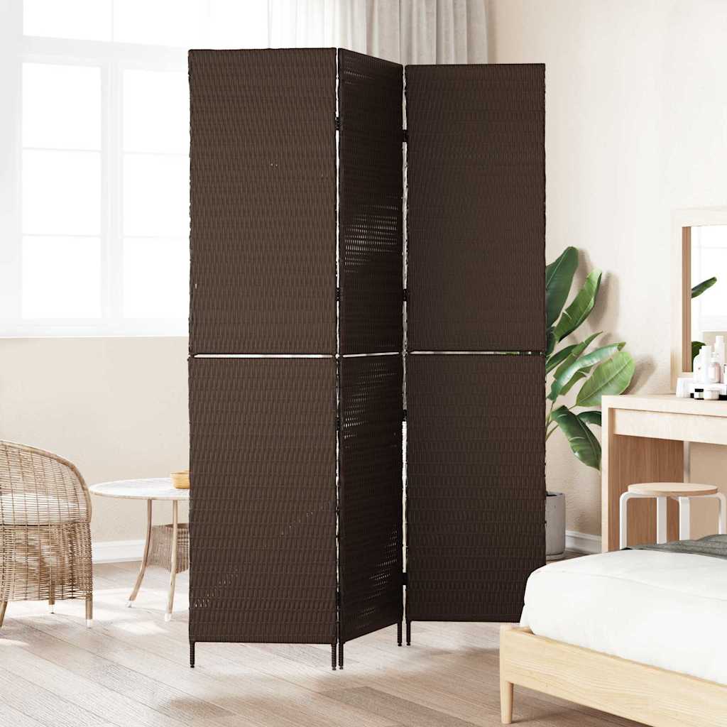 Room Divider Folding Manual Brown 146 x 180 cm Poly Rattan