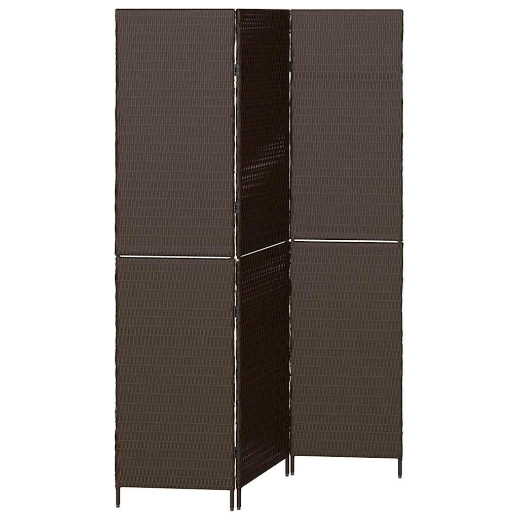 Room Divider Folding Manual Brown 146 x 180 cm Poly Rattan