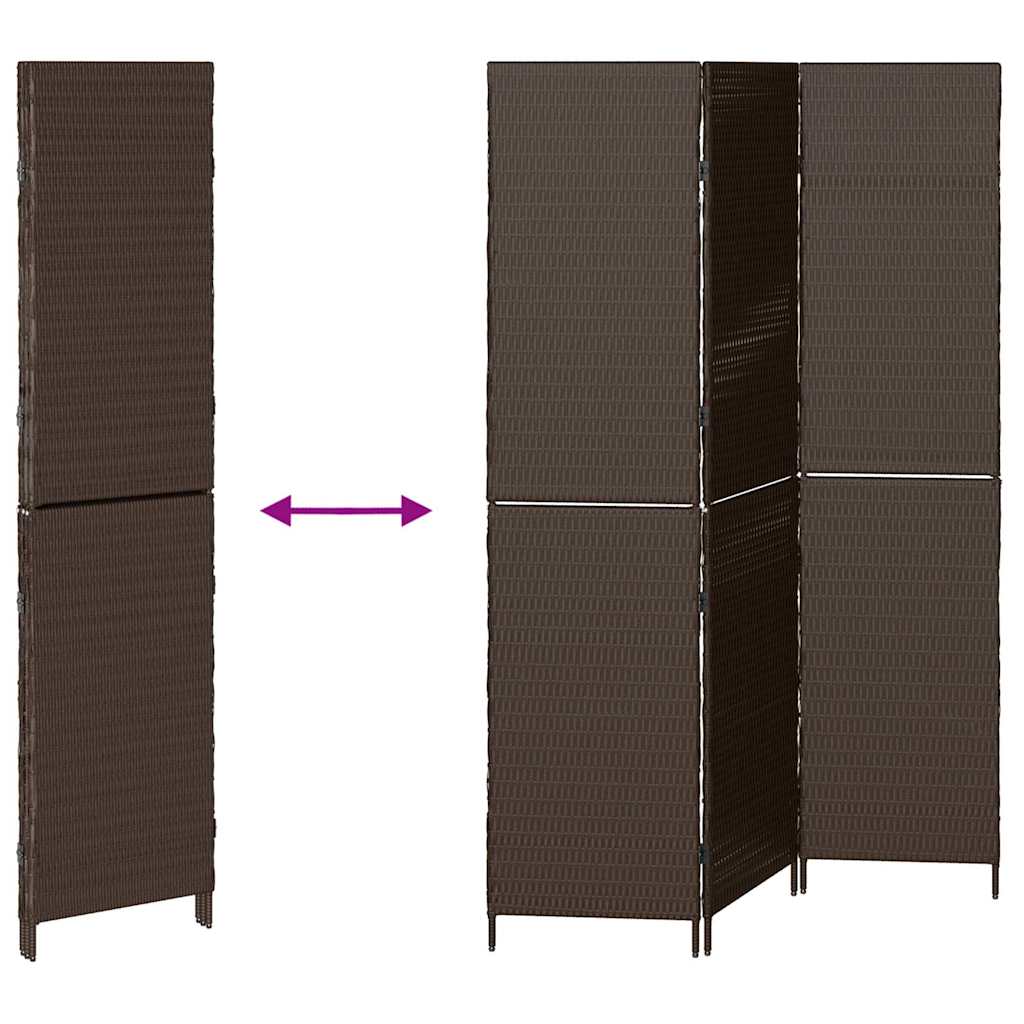 Room Divider Folding Manual Brown 146 x 180 cm Poly Rattan