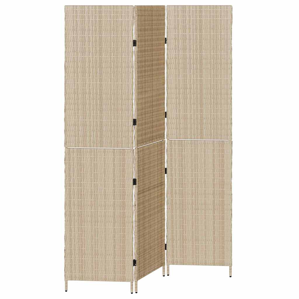 Room Divider Folding Manual Beige 147 x 180 cm Poly Rattan