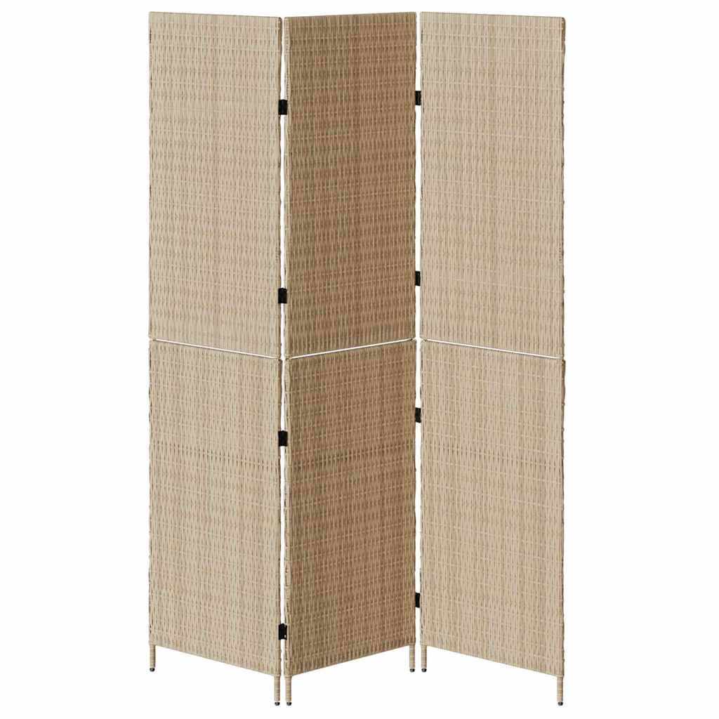 Room Divider Folding Manual Beige 147 x 180 cm Poly Rattan