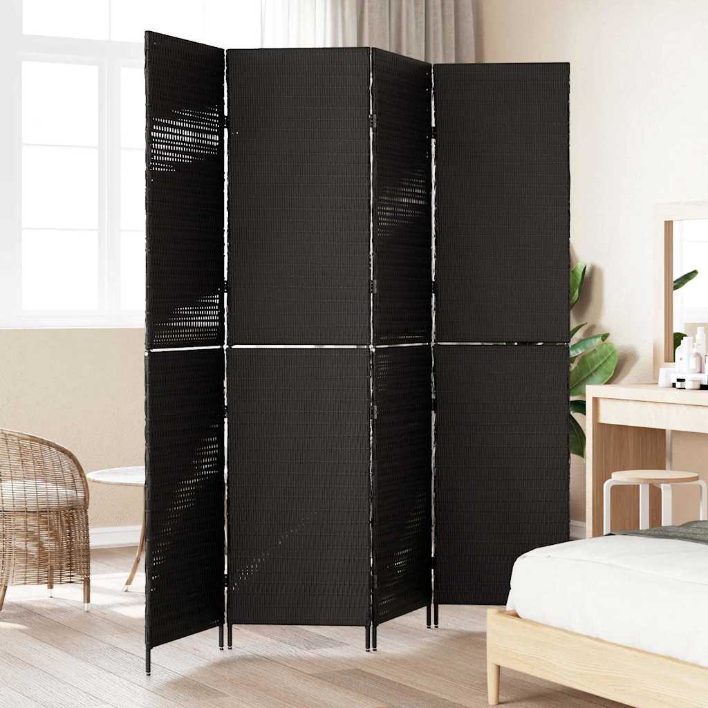 Room Divider Folding Manual Black 195 x 180 cm Poly Rattan