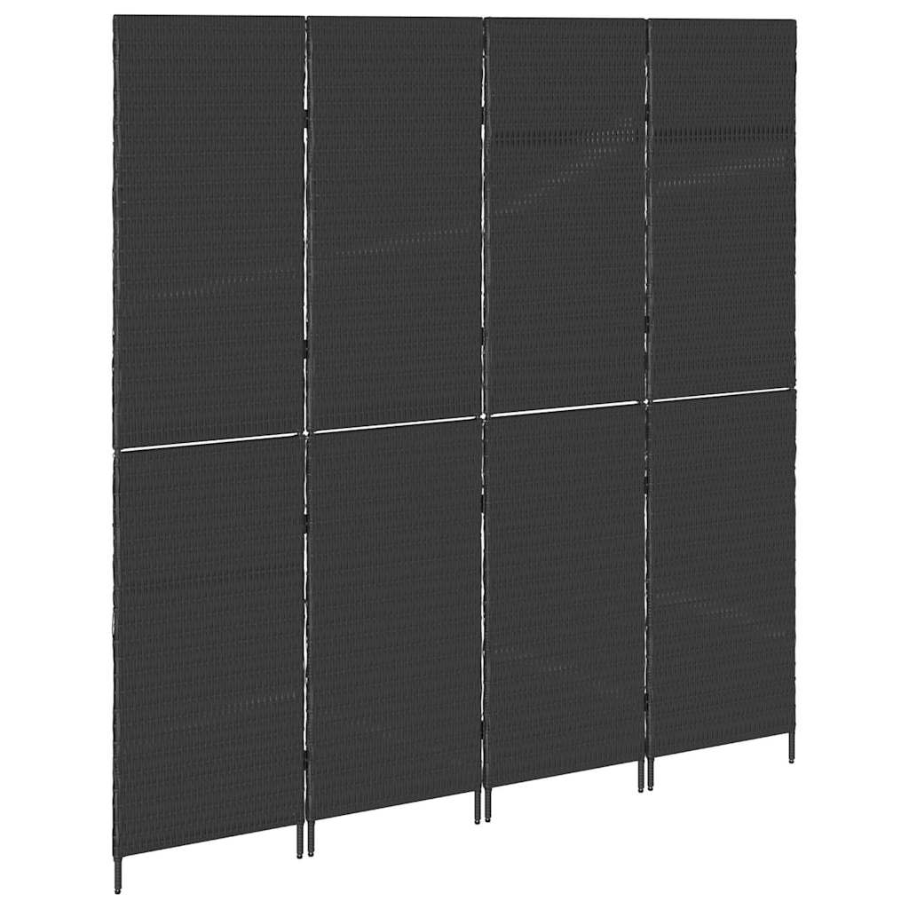 Room Divider Folding Manual Black 195 x 180 cm Poly Rattan