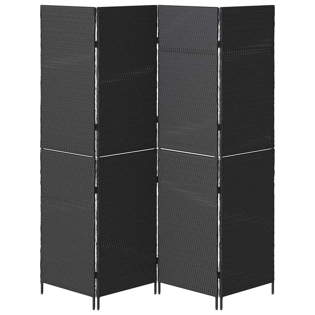 Room Divider Folding Manual Black 195 x 180 cm Poly Rattan