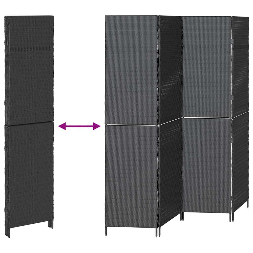 Room Divider Folding Manual Black 195 x 180 cm Poly Rattan