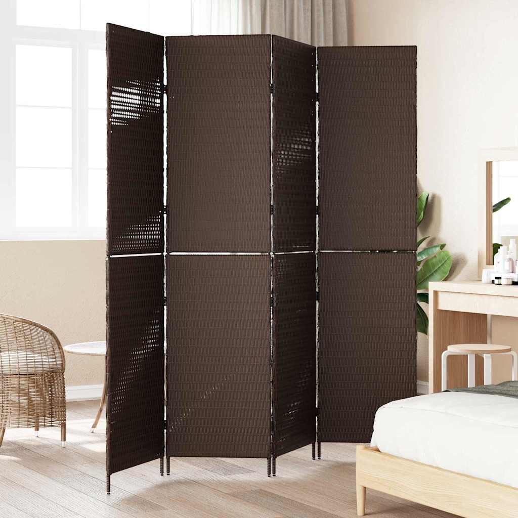 Room Divider Folding Manual Brown 195 x 180 cm Poly Rattan