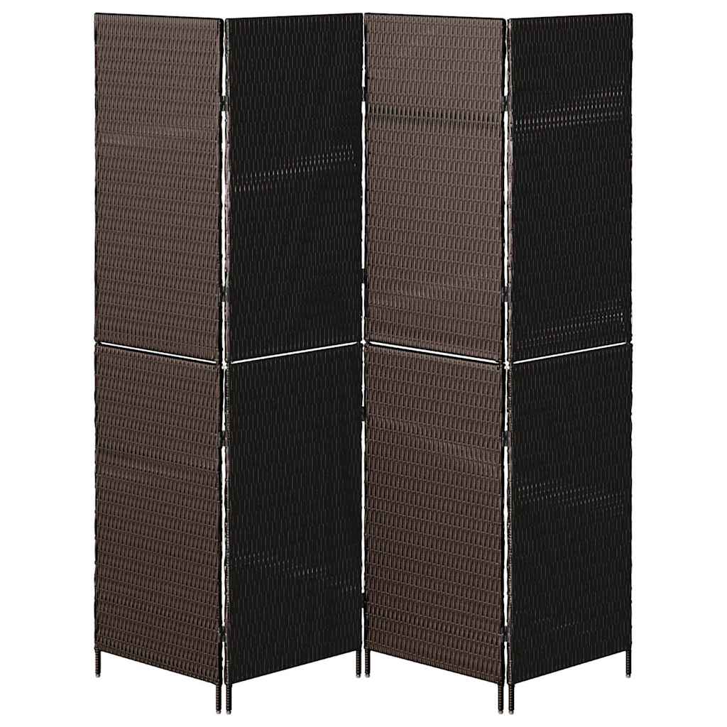 Room Divider Folding Manual Brown 195 x 180 cm Poly Rattan