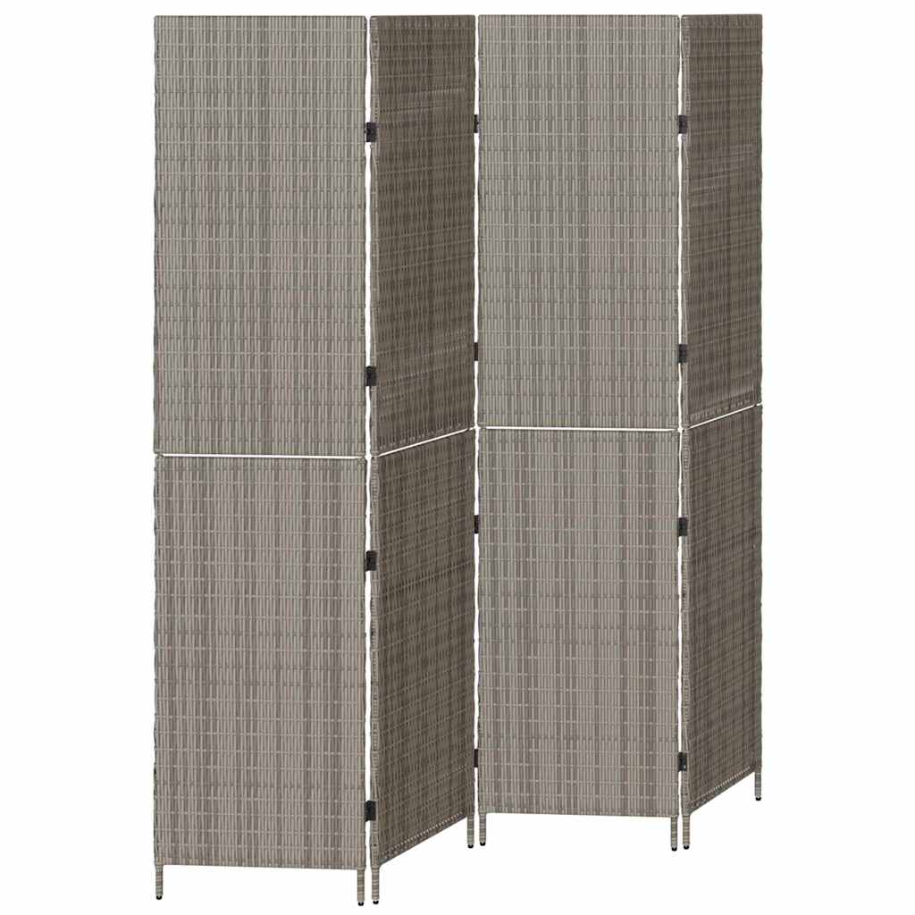 Room Divider Folding Manual Grey 195 x 180 cm Poly Rattan