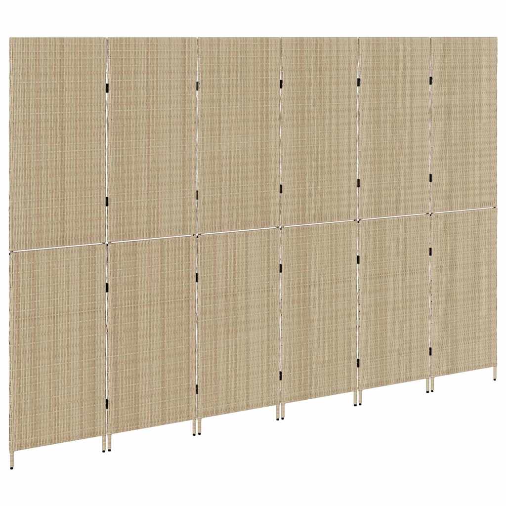 Room Divider Folding Manual Beige 292 x 180 cm Poly Rattan
